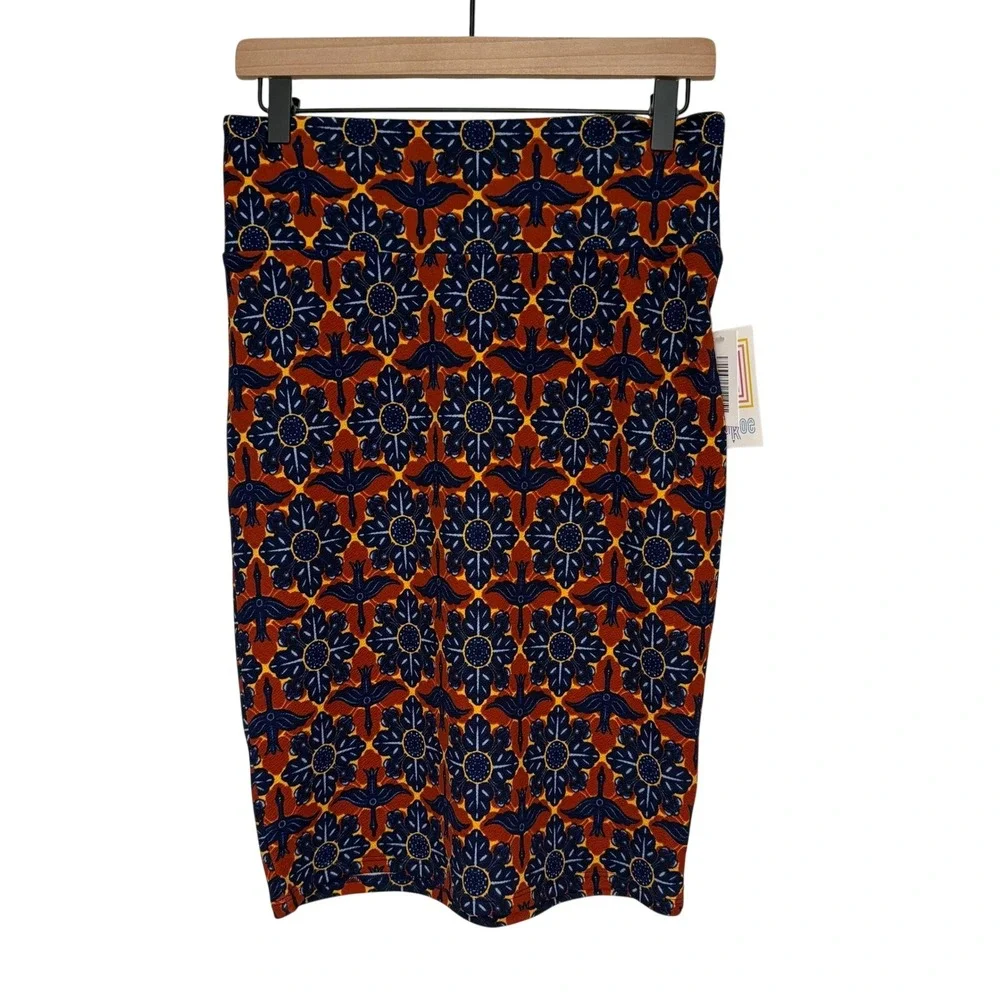 LuLaRoe Cassie Skirt Women's Small Floral Geometric Fitted Knit Pencil